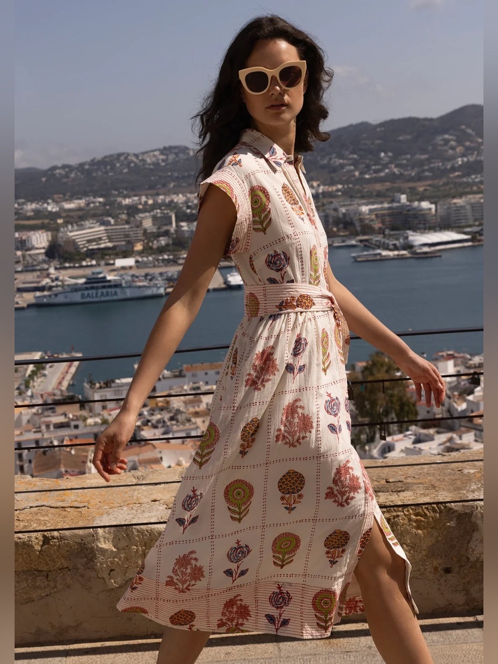 OLIPHANT belted shirt dress in taormina cream